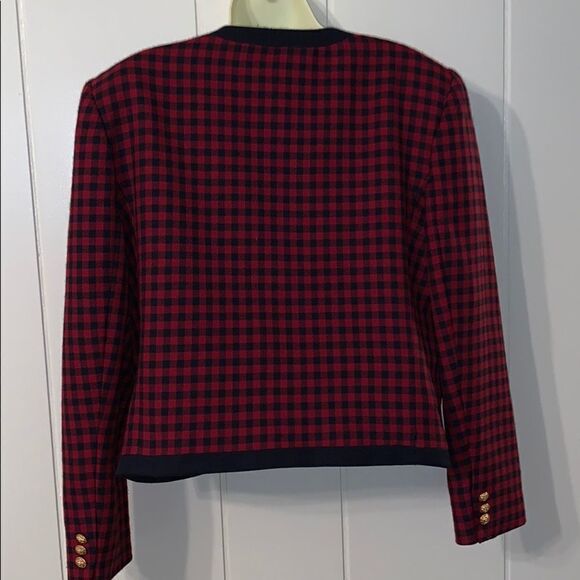 Vtg 80s Gloria Vanderbilt black & red Buffalo checked jacket - Picture 6 of 8